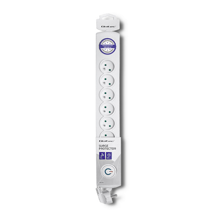 Qoltec Overspanningsbeveiliging | 8 stopcontacten | 1,5m | Wit.