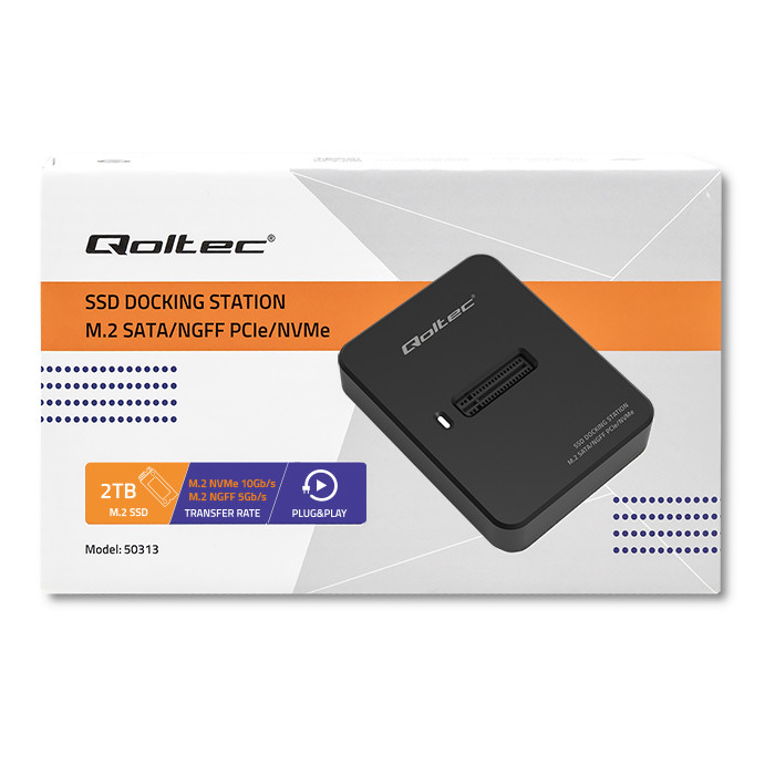 Qoltec Dockingstation SSD M.2 SATA/PCIe | NGFF/NVMe | USB 3.1.