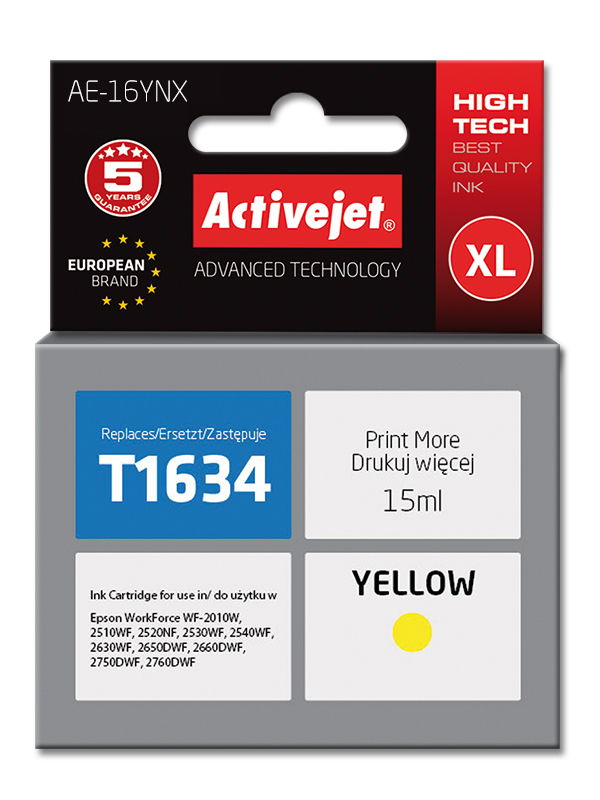 Activejet AE-16MNX inkt voor Epson printer, Epson 16XL T1633 vervanging; Supreme; 15 ml; magenta