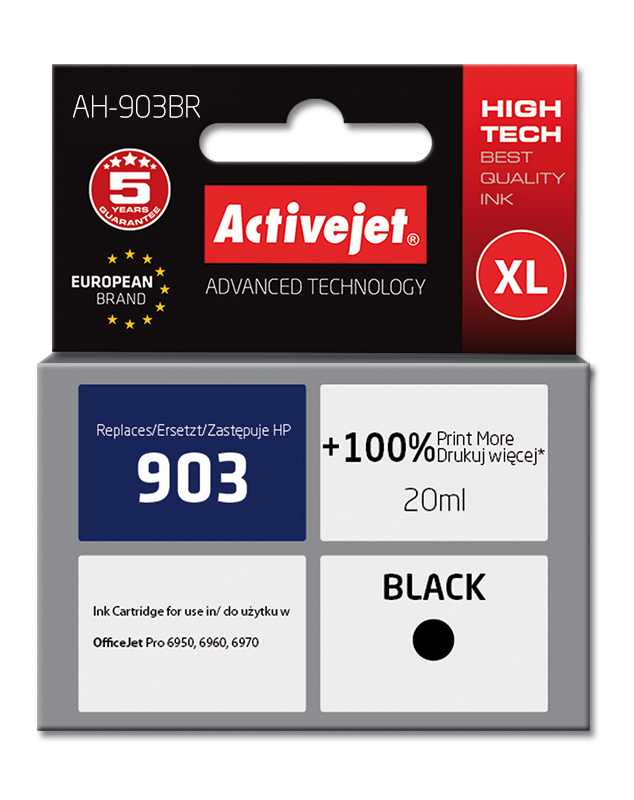 Activejet AH-903BR inkt (vervanging HP 903 T6L99AE; Premium; 20 ml; zwart)