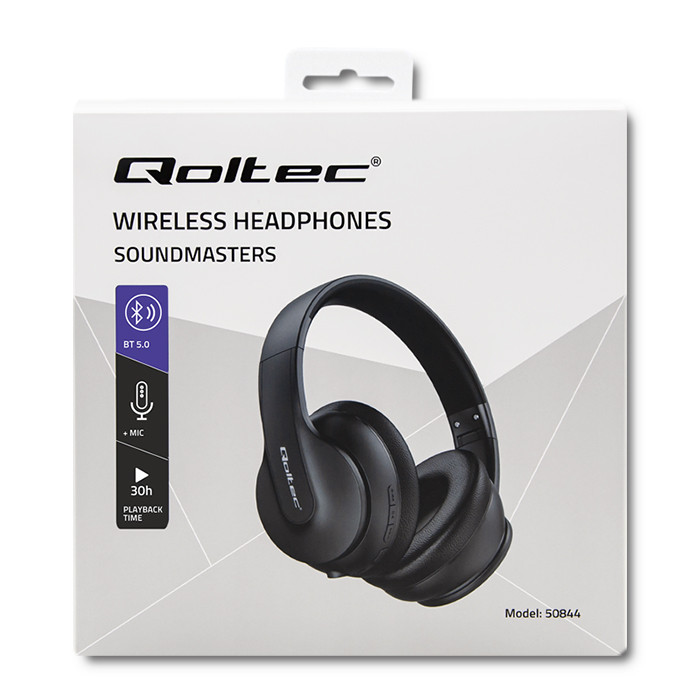 Qoltec Soundmasters draadloze koptelefoon met microfoon | BT 5.0 AB| Zwart.