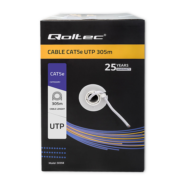 Qoltec UTP network cable| CAT5E | 305m | PVC grey