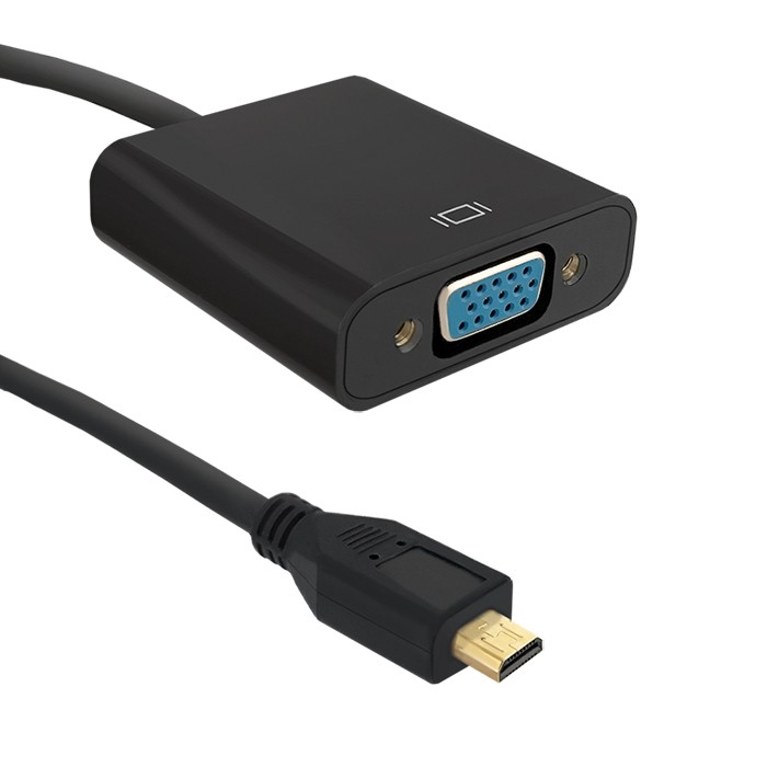 Qoltec 50403 tussenstuk voor kabels Micro HDMI D VGA Zwart