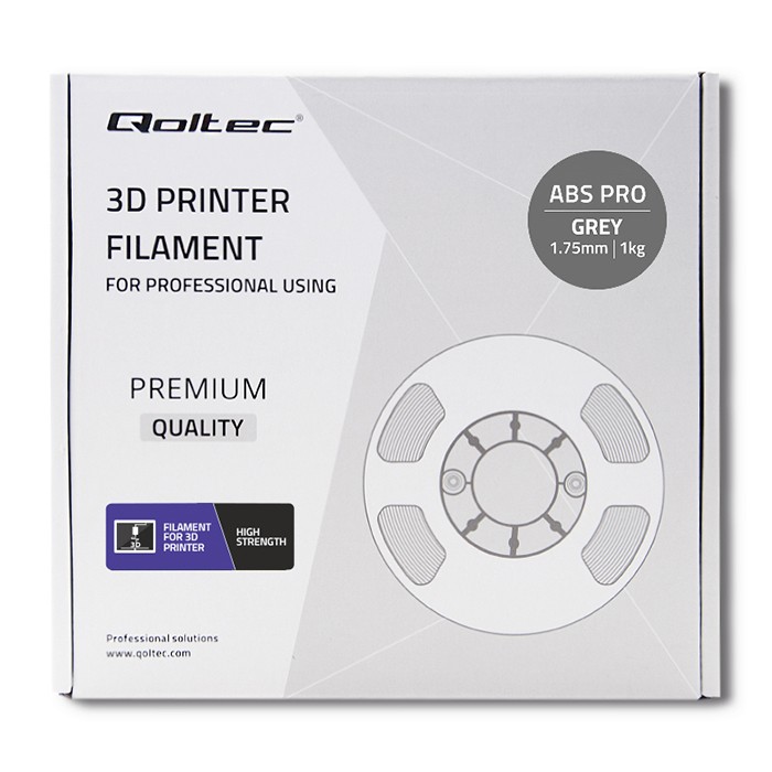 Qoltec Professional filament for 3D print | ABS PRO | 1.75 mm | 1 kg | Grey