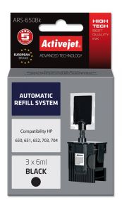 Sistema di ricarica automatica ActiveJet ARS-650BK per stampante HP; Sostituzione HP703, HP704, HP650, HP651, HP652; 3 x 6 ml; Nero