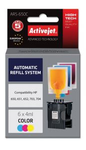 Sistema di ricarica automatica ActiveJet ARS-650COL per stampante HP; Sostituzione HP703, HP704, HP650, HP651, HP652; 6 x 4 ml; magenta, ciano, giallo