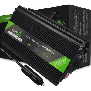 EcoLine - Omvormer 12V Naar 220V / 230V sigarettenaansteker - 300w / 600w Vermogen - Gemodificeerde Sinus - Auto omvormer- stopcontact - autolader