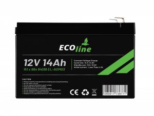 EcoLine - Batteria AGM 12V - 14AH VRLA - 151 x 98x 94(98) - Batteria a ciclo profondo