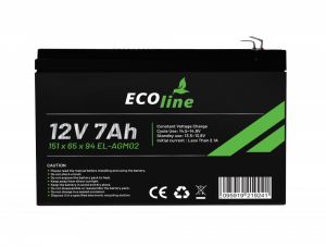 EcoLine - Batteria AGM 12V - 7AH VRLA - 151 x 65 x 94 - Batteria a ciclo profondo