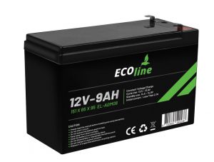 EcoLine - Batteria AGM 12V - 9AH VRLA - 151 x 65 x 95 - Batteria a ciclo profondo