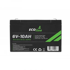 EcoLine - Batteria AGM 6V 10AH - 10000mAh VRLA - 151 x 50 x 94 - Batteria a ciclo profondo