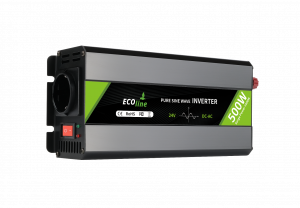EcoLine - Inverter da 24V a 220V/230V - Potenza 500w - Onda sinusoidale pura - Convertitore di tensione