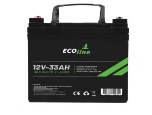 EcoLine - Batteria AGM 12V 33AH - 33000mAh VRLA - 196 x 130 x 174 - Batteria a ciclo profondo