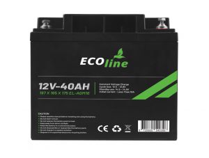 EcoLine - Batteria AGM 12V 40AH - 40000mAh VRLA - 197 x 165 x 175 - Batteria a ciclo profondo