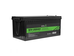EcoLine - Batteria al litio LifePo4 12V 200AH - 200000mAh - 522 x 240 x 218 - Batteria Deep Cycle