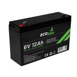 EcoLine - Batteria AGM 6V - 12AH VRLA - 151 x 50 x 94 - Batteria a ciclo profondo